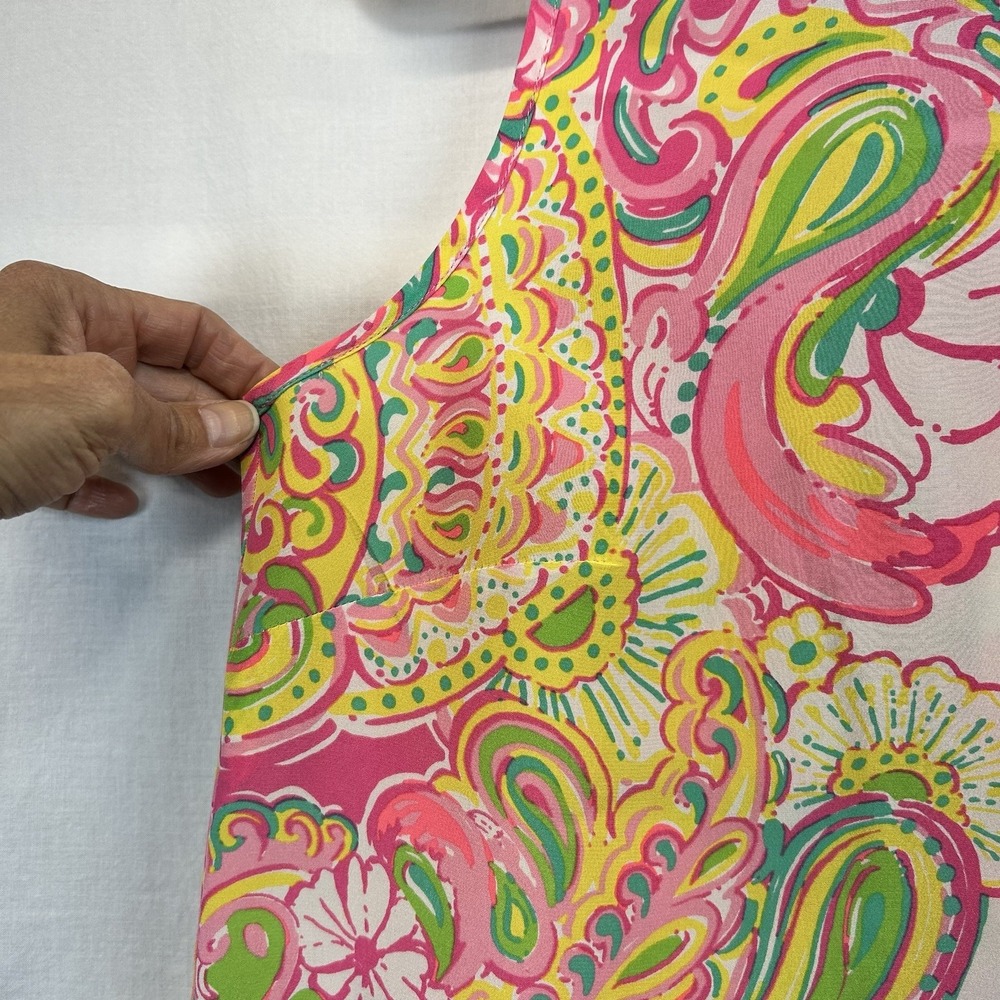 Lilly Pulitzer Iona Sleeveless Silk Tank Top Bitty Pink Double Trouble Small - Picture 4 of 7